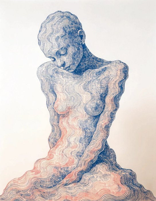 Dessin doux d'une femme qui évoque de la sensualité pudique