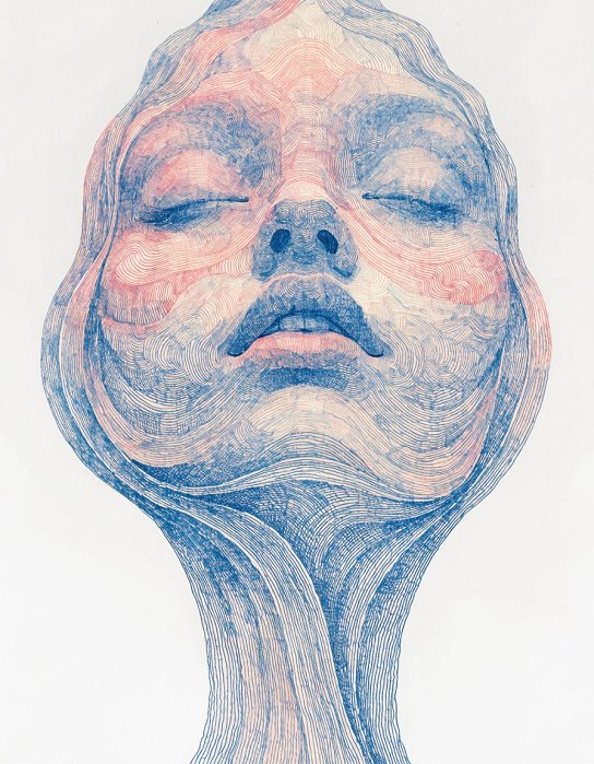Le visage d'une femme évoquant douceur et sensualité